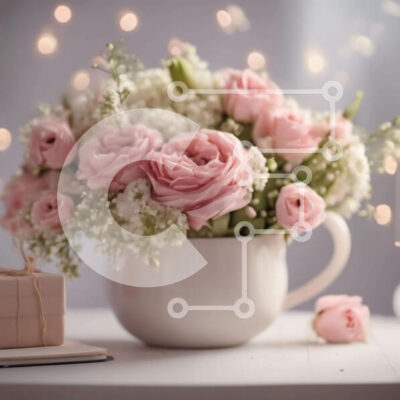 Intra Συλλεκτικό Ξύλινο Παζλ Plywood  4mm - Ροζ τριαντάφυλλα σε βάζο με κουτί δώρου και φωτάκια Σε Ξύλινο Κουτί - Διαστάσεις: 10x10 cm – 25 κομμάτια - Image 1