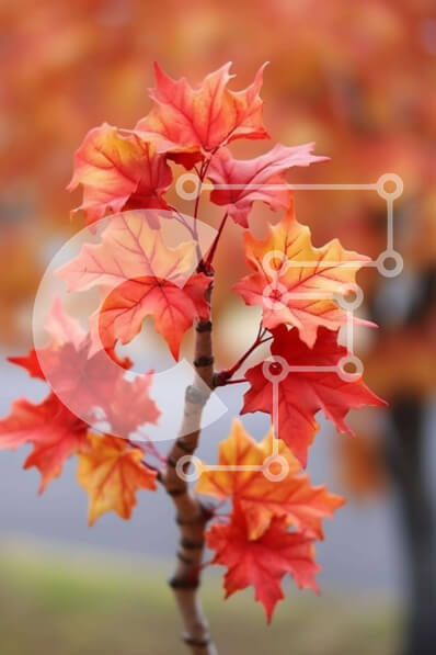 Intra Συλλεκτικό Ξύλινο Παζλ Plywood  4mm - Σφενδάμι με κόκκινα και κίτρινα φύλλα Σε Ξύλινο Κουτί - Διαστάσεις: 10x10 cm – 25 κομμάτια