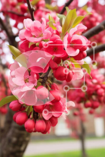 Intra Συλλεκτικό Ξύλινο Παζλ Plywood  4mm - Ροζ ανθισμένο κλαδί δέντρου με ανθισμένα λουλούδια Σε Ξύλινο Κουτί - Διαστάσεις: 10x10 cm – 25 κομμάτια