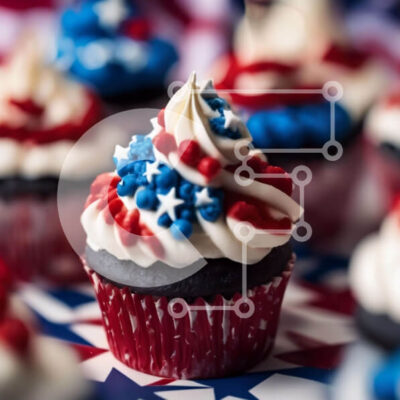 Intra Συλλεκτικό Ξύλινο Παζλ Plywood  4mm - Γιορτή Cupcakes 4 Ιουλίου Σε Ξύλινο Κουτί - Διαστάσεις: 10x10 cm – 25 κομμάτια - Image 1