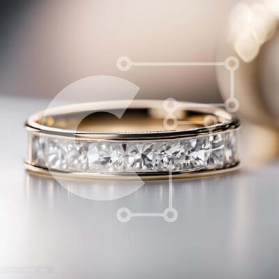 Intra Συλλεκτικό Ξύλινο Παζλ Plywood  4mm - Κίτρινο χρυσό γαμήλιο λουράκι με διαμάντια Princess Cut Σε Ξύλινο Κουτί - Διαστάσεις: 10x10 cm – 25 κομμάτια - Image 1