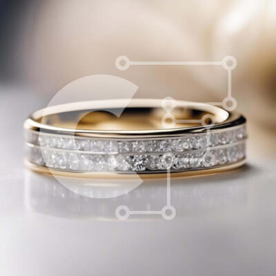 Intra Συλλεκτικό Ξύλινο Παζλ Plywood  4mm - Κίτρινο χρυσό γαμήλιο λουράκι με διαμαντένιες σειρές Σε Ξύλινο Κουτί - Διαστάσεις: 10x10 cm – 25 κομμάτια - Image 1