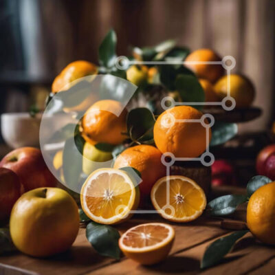 Intra Συλλεκτικό Ξύλινο Παζλ Plywood  4mm - Διάφορα φρούτα και κύπελλο σε ένα ξύλινο τραπέζι Σε Ξύλινο Κουτί - Διαστάσεις: 10x10 cm – 25 κομμάτια - Image 1