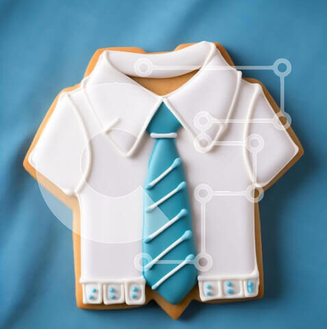 Intra Συλλεκτικό Ξύλινο Παζλ Plywood  4mm - Διακοσμημένο μπισκότο πουκάμισου και γραβάτας σε μπλε φόντο Σε Ξύλινο Κουτί - Διαστάσεις: 10x10 cm – 25 κομμάτια - Image 1