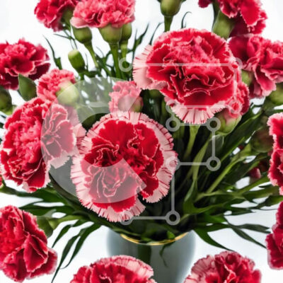 Intra Συλλεκτικό Ξύλινο Παζλ Plywood  4mm - Βάζο με κόκκινα γαρίφαλα και πράσινα φύλλα Σε Ξύλινο Κουτί - Διαστάσεις: 10x10 cm – 25 κομμάτια - Image 1