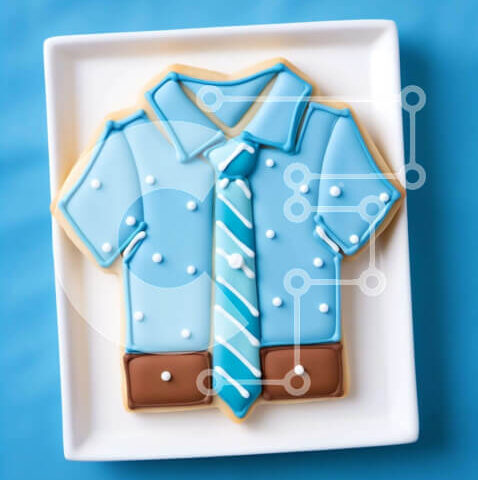 Intra Συλλεκτικό Ξύλινο Παζλ Plywood  4mm - Κομψό μπισκότο πουκάμισου και γραβάτας σε λευκό πιάτο Σε Ξύλινο Κουτί - Διαστάσεις: 10x10 cm – 25 κομμάτια - Image 1