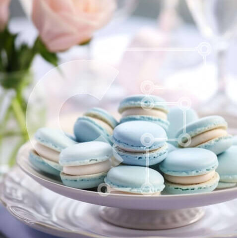 Intra Συλλεκτικό Ξύλινο Παζλ Plywood  4mm - Μπλε μακαρόν και κρασί στο τραπέζι με ροζ τριαντάφυλλα Σε Ξύλινο Κουτί - Διαστάσεις: 10x10 cm – 25 κομμάτια - Image 1