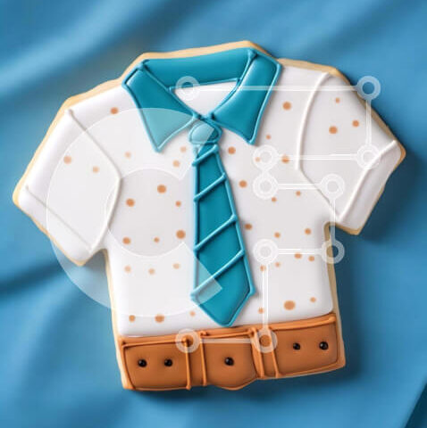 Intra Συλλεκτικό Ξύλινο Παζλ Plywood  4mm - Διακοσμημένο μπισκότο πουκάμισου και γραβάτας σε μπλε φόντο Σε Ξύλινο Κουτί - Διαστάσεις: 10x10 cm – 25 κομμάτια - Image 1