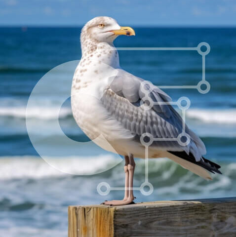 Intra Συλλεκτικό Ξύλινο Παζλ Plywood  4mm - Γλάρος δίπλα στον ωκεανό Σε Ξύλινο Κουτί - Διαστάσεις: 10x10 cm – 25 κομμάτια - Image 1