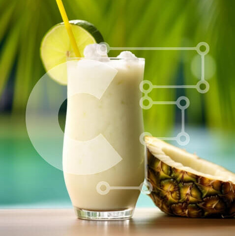 Intra Συλλεκτικό Ξύλινο Παζλ Plywood  4mm - Δροσιστικό Milkshake με λάιμ και ανανά δίπλα στην πισίνα Σε Ξύλινο Κουτί - Διαστάσεις: 10x10 cm – 25 κομμάτια - Image 1