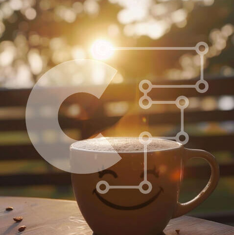 Intra Συλλεκτικό Ξύλινο Παζλ Plywood  4mm - Ευτυχισμένο φλιτζάνι καφέ σε ξύλινο τραπέζι Σε Ξύλινο Κουτί - Διαστάσεις: 10x10 cm – 25 κομμάτια - Image 1