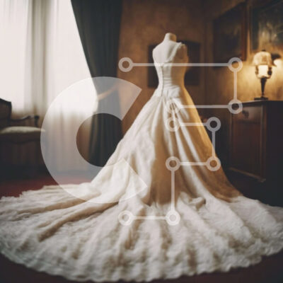 Intra Συλλεκτικό Ξύλινο Παζλ Plywood  4mm - Κομψό λευκό νυφικό που εμφανίζεται στο μανεκέν Σε Ξύλινο Κουτί - Διαστάσεις: 10x10 cm – 25 κομμάτια - Image 1