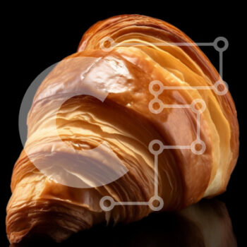 Intra Συλλεκτικό Ξύλινο Παζλ Plywood  4mm - Φρεσκοψημένο κρουασάν σε μαύρο φόντο Σε Ξύλινο Κουτί - Διαστάσεις: 10x10 cm – 25 κομμάτια - Image 1