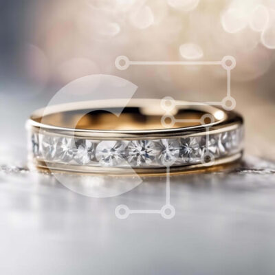 Intra Συλλεκτικό Ξύλινο Παζλ Plywood  4mm - Κίτρινο χρυσό γαμήλιο συγκρότημα με διαμάντια σε αφηρημένο φόντο Σε Ξύλινο Κουτί - Διαστάσεις: 10x10 cm – 25 κομμάτια - Image 1