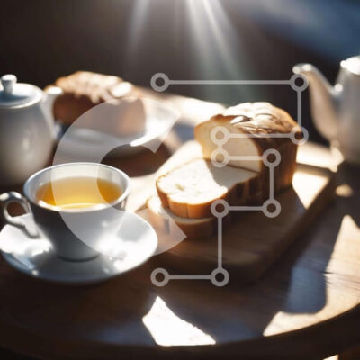 Intra Συλλεκτικό Ξύλινο Παζλ Plywood  4mm - Ρουστίκ τραπεζάκι με φλιτζάνια ψωμιού και τσαγιού Σε Ξύλινο Κουτί - Διαστάσεις: 10x10 cm – 25 κομμάτια - Image 1