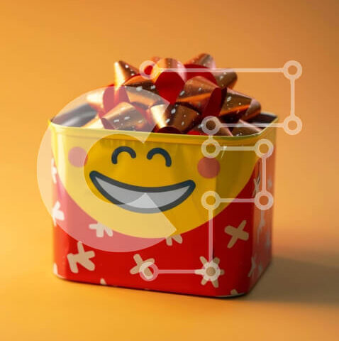 Intra Συλλεκτικό Ξύλινο Παζλ Plywood 4mm - Πολύχρωμο τσίγκινο κουτί γεμάτο με διάφορα γλυκά και καραμέλες Σε Ξύλινο Κουτί - Διαστάσεις: 10x10 cm – 25 κομμάτια - Image 1