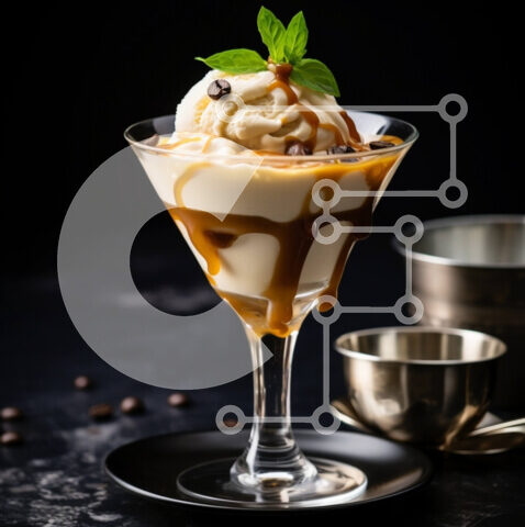 Intra Συλλεκτικό Ξύλινο Παζλ Plywood  4mm - Λαχταριστό επιδόρπιο παγωτό με σάλτσα καραμέλας και φρέσκα φύλλα μέντας Σε Ξύλινο Κουτί - Διαστάσεις: 10x10 cm – 25 κομμάτια - Image 1