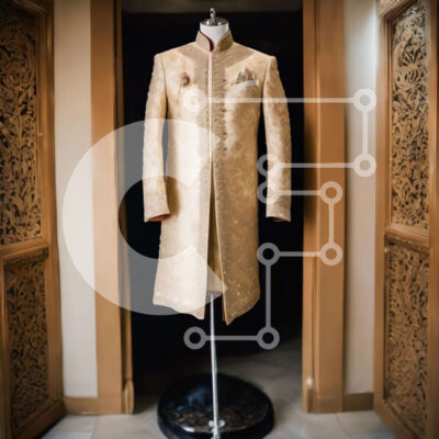 Intra Συλλεκτικό Ξύλινο Παζλ Plywood 4mm - Χρυσός Ινδός Sherwani στην οθόνη μανεκέν Σε Ξύλινο Κουτί - Διαστάσεις: 10x10 cm – 25 κομμάτια - Image 1