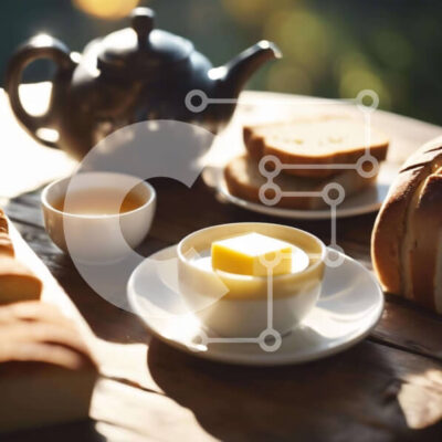 Intra Συλλεκτικό Ξύλινο Παζλ Plywood 4mm - Τραπέζι με ψωμί, βούτυρο και σάλτσα Σε Ξύλινο Κουτί - Διαστάσεις: 10x10 cm – 25 κομμάτια - Image 1