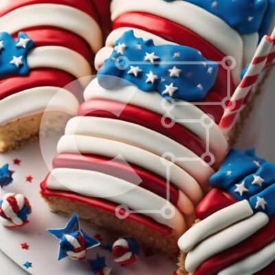 Intra Συλλεκτικό Ξύλινο Παζλ Plywood  4mm - Πατριωτικό κέικ σε πιατέλα σε σχήμα αμερικανικής σημαίας Σε Ξύλινο Κουτί - Διαστάσεις: 10x10 cm – 25 κομμάτια - Image 1