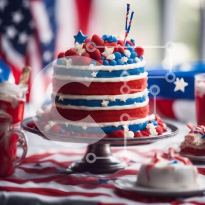 Intra Συλλεκτικό Ξύλινο Παζλ Plywood  4mm - Πατριωτικό κέικ με κόκκινες, λευκές και μπλε διακοσμήσεις Σε Ξύλινο Κουτί - Διαστάσεις: 10x10 cm – 25 κομμάτια - Image 1