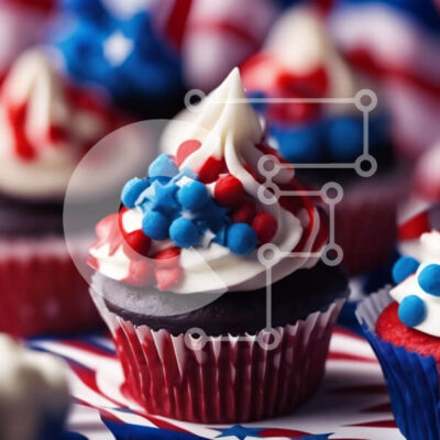 Intra Συλλεκτικό Ξύλινο Παζλ Plywood  4mm - Εορταστικά Cupcakes για τον εορτασμό της 4ης Ιουλίου Σε Ξύλινο Κουτί - Διαστάσεις: 10x10 cm – 25 κομμάτια - Image 1