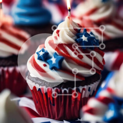 Intra Συλλεκτικό Ξύλινο Παζλ Plywood 4mm - Πατριωτικά Cupcakes με Κόκκινο, Λευκό και Μπλε παγετό Σε Ξύλινο Κουτί - Διαστάσεις: 10x10 cm – 25 κομμάτια - Image 1