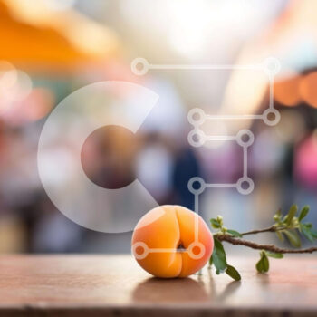 Intra Συλλεκτικό Ξύλινο Παζλ Plywood  4mm - Φρέσκο ​​ροδάκινο σε ξύλινο τραπέζι Σε Ξύλινο Κουτί - Διαστάσεις: 10x10 cm – 25 κομμάτια - Image 1