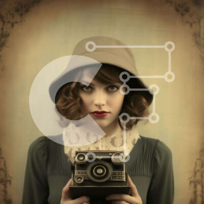 Intra Συλλεκτικό Ξύλινο Παζλ Plywood  4mm - Κομψή γυναίκα με vintage κάμερα Σε Ξύλινο Κουτί - Διαστάσεις: 10x10 cm – 25 κομμάτια - Image 1