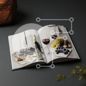 Intra Συλλεκτικό Ξύλινο Παζλ Plywood  4mm - Ανοιχτό βιβλίο με ποτήρι κρασιού και σταφύλια Σε Ξύλινο Κουτί - Διαστάσεις: 10x10 cm – 25 κομμάτια