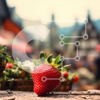 Intra Συλλεκτικό Ξύλινο Παζλ Plywood  4mm - Φρέσκια φράουλα σε μια υπαίθρια αγορά Σε Ξύλινο Κουτί - Διαστάσεις: 10x10 cm – 25 κομμάτια - Image 1