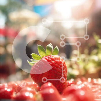 Intra Συλλεκτικό Ξύλινο Παζλ Plywood  4mm - Φρέσκια φράουλα στην υπαίθρια αγορά Σε Ξύλινο Κουτί - Διαστάσεις: 10x10 cm – 25 κομμάτια - Image 1