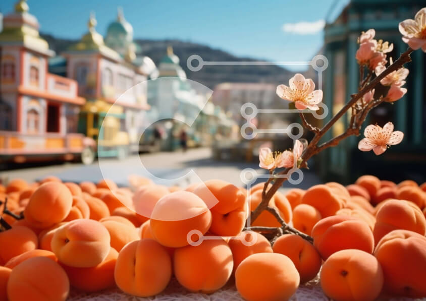 Intra Συλλεκτικό Ξύλινο Παζλ Plywood  4mm - Πορτοκάλια στην υπαίθρια αγορά μπροστά από το σιδηροδρομικό σταθμό Σε Ξύλινο Κουτί - Διαστάσεις: 10x10 cm – 25 κομμάτια