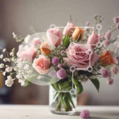 Intra Συλλεκτικό Ξύλινο Παζλ Plywood  4mm - Διαφανές γυάλινο βάζο με ροζ τριαντάφυλλα και λουλούδια Σε Ξύλινο Κουτί - Διαστάσεις: 10x10 cm – 25 κομμάτια - Image 1