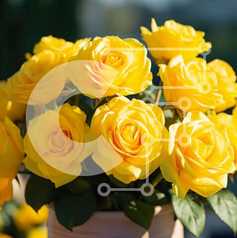 Intra Συλλεκτικό Ξύλινο Παζλ Plywood 4mm - Πολύχρωμη φλοράλ σύνθεση με κίτρινα τριαντάφυλλα και διάφορα λουλούδια Σε Ξύλινο Κουτί - Διαστάσεις: 10x10 cm – 25 κομμάτια - Image 1