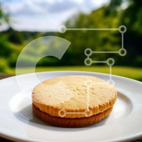 Intra Συλλεκτικό Ξύλινο Παζλ Plywood  4mm - Λευκό πιάτο με σάντουιτς μπισκότων σε εξωτερικούς χώρους Σε Ξύλινο Κουτί - Διαστάσεις: 10x10 cm – 25 κομμάτια - Image 1