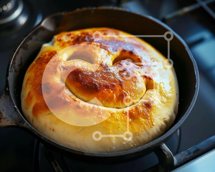 Intra Συλλεκτικό Ξύλινο Παζλ Plywood  4mm - Μαγειρεύοντας ψωμί Smiley Face σε σιδερένιο τηγάνι Σε Ξύλινο Κουτί - Διαστάσεις: 10x10 cm – 25 κομμάτια