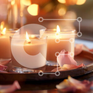 Intra Συλλεκτικό Ξύλινο Παζλ Plywood  4mm - Ήρεμη επίδειξη αναμμένων κεριών σε ξύλινο δίσκο με ροδοπέταλα Σε Ξύλινο Κουτί - Διαστάσεις: 10x10 cm – 25 κομμάτια