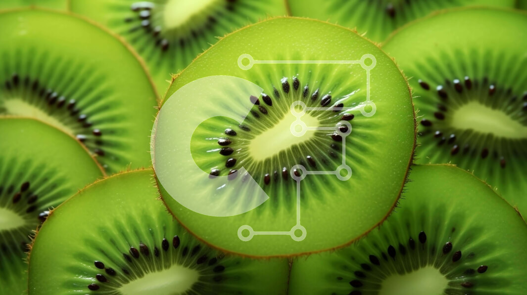 Intra Συλλεκτικό Ξύλινο Παζλ Plywood  4mm - Κοντινό πλάνο πράσινων φετών ακτινιδίων Σε Ξύλινο Κουτί - Διαστάσεις: 10x10 cm – 25 κομμάτια