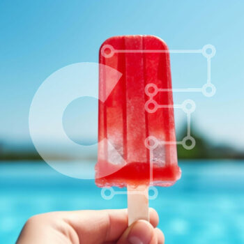 Intra Συλλεκτικό Ξύλινο Παζλ Plywood  4mm - Χέρι που κρατά Κόκκινο παγωτό Popsicle δίπλα στην πισίνα Σε Ξύλινο Κουτί - Διαστάσεις: 10x10 cm – 25 κομμάτια - Image 1