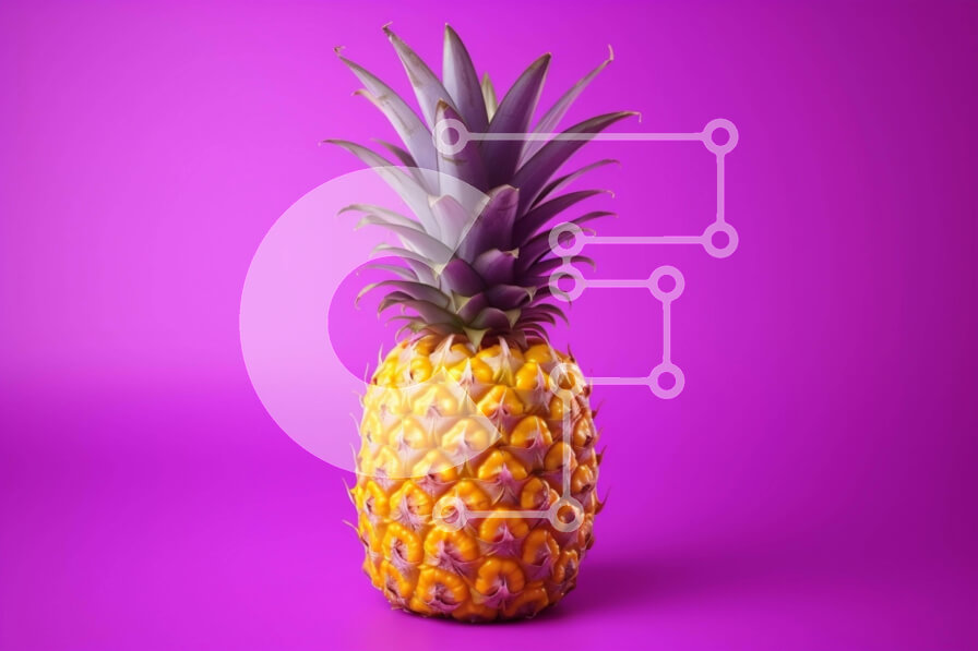 Intra Συλλεκτικό Ξύλινο Παζλ Plywood  4mm - Κίτρινος ανανάς σε μωβ φόντο Σε Ξύλινο Κουτί - Διαστάσεις: 10x10 cm – 25 κομμάτια