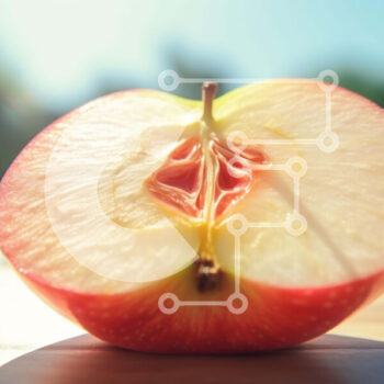 Intra Συλλεκτικό Ξύλινο Παζλ Plywood  4mm - Φρεσκοκομμένο μήλο σε ξύλινο τραπέζι Σε Ξύλινο Κουτί - Διαστάσεις: 10x10 cm – 25 κομμάτια - Image 1