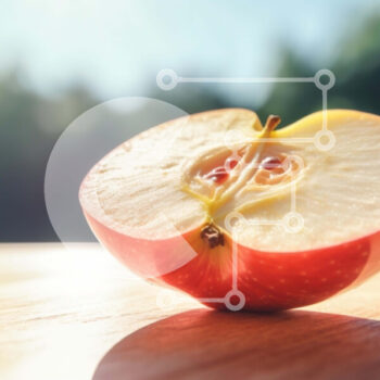 Intra Συλλεκτικό Ξύλινο Παζλ Plywood  4mm - Φρεσκοκομμένο μήλο σε ξύλινο τραπέζι Σε Ξύλινο Κουτί - Διαστάσεις: 10x10 cm – 25 κομμάτια - Image 1