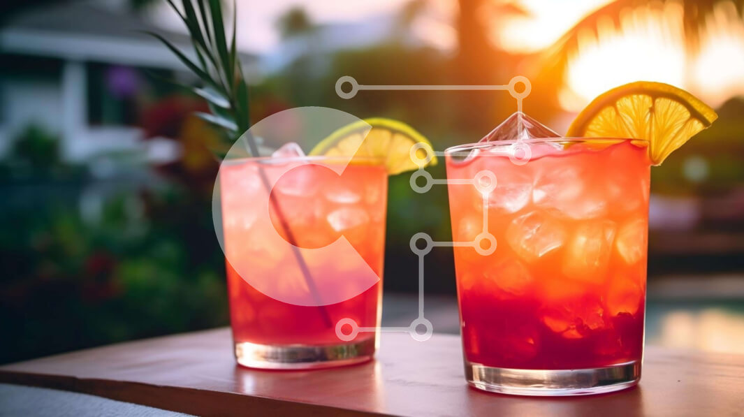 Intra Συλλεκτικό Ξύλινο Παζλ Plywood  4mm - Κόκκινα αλκοολούχα ποτά σε ξύλινο τραπέζι στο ηλιοβασίλεμα Σε Ξύλινο Κουτί - Διαστάσεις: 10x10 cm – 25 κομμάτια