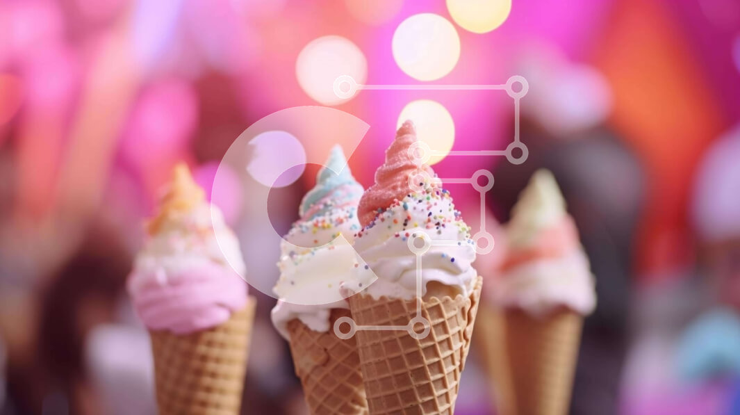 Intra Συλλεκτικό Ξύλινο Παζλ Plywood  4mm - Ομάδα από χωνάκια παγωτού σε μια εορταστική εκδήλωση Σε Ξύλινο Κουτί - Διαστάσεις: 10x10 cm – 25 κομμάτια