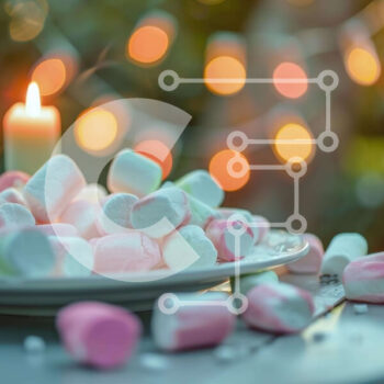 Intra Συλλεκτικό Ξύλινο Παζλ Plywood  4mm - Marshmallows και κερί σε εξωτερικό περιβάλλον Σε Ξύλινο Κουτί - Διαστάσεις: 10x10 cm – 25 κομμάτια - Image 1