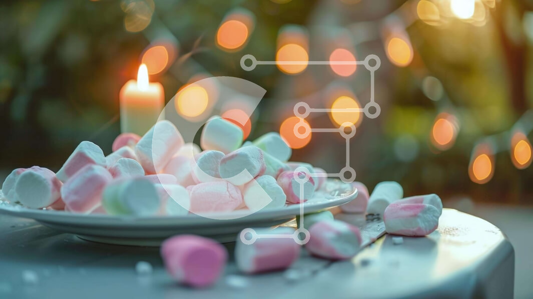 Intra Συλλεκτικό Ξύλινο Παζλ Plywood  4mm - Marshmallows και κερί σε εξωτερικό περιβάλλον Σε Ξύλινο Κουτί - Διαστάσεις: 10x10 cm – 25 κομμάτια