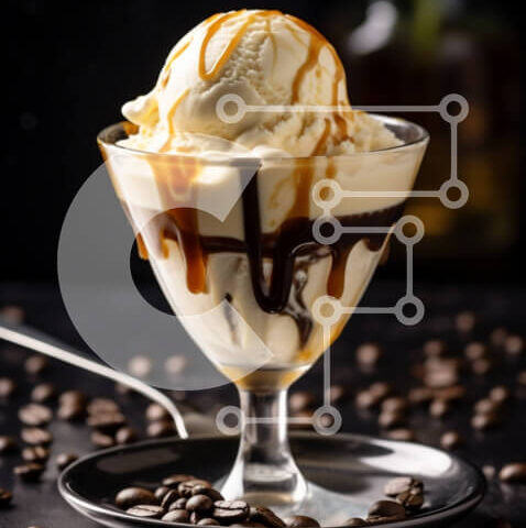 Intra Συλλεκτικό Ξύλινο Παζλ Plywood  4mm - Επιδόρπιο παγωτό με σάλτσα καραμέλας και σιρόπι σοκολάτας Σε Ξύλινο Κουτί - Διαστάσεις: 10x10 cm – 25 κομμάτια - Image 1