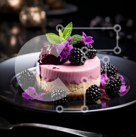 Intra Συλλεκτικό Ξύλινο Παζλ Plywood  4mm - Διακοσμητικό πιάτο γλυκού με μούρα και μωβ λουλούδια Σε Ξύλινο Κουτί - Διαστάσεις: 10x10 cm – 25 κομμάτια - Image 1