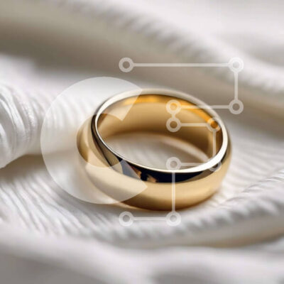 Intra Συλλεκτικό Ξύλινο Παζλ Plywood 4mm - Χρυσή βέρα σε λευκό ύφασμα Σε Ξύλινο Κουτί - Διαστάσεις: 10x10 cm – 25 κομμάτια - Image 1